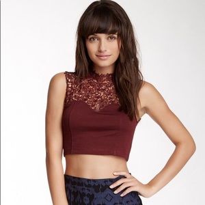 Burgundy Lace crop top
